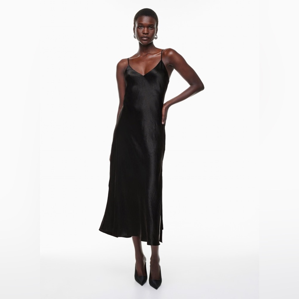 Aritzia Babaton Happenstance Satin Midi Dress Black size S/P (NWT)